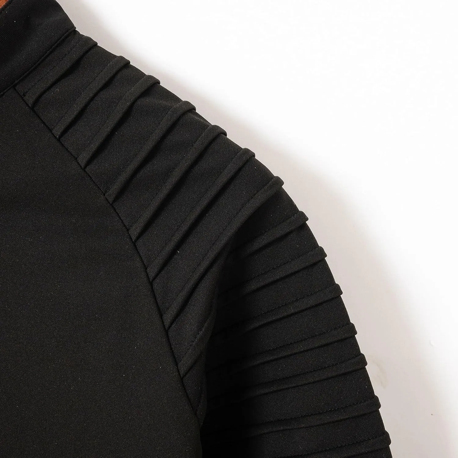Zipper Shirts for Men's Slim Fit Shirt Casual Stretch Shoulder Pleated Zip Shirt T Shirts Men Pack Men Shirt