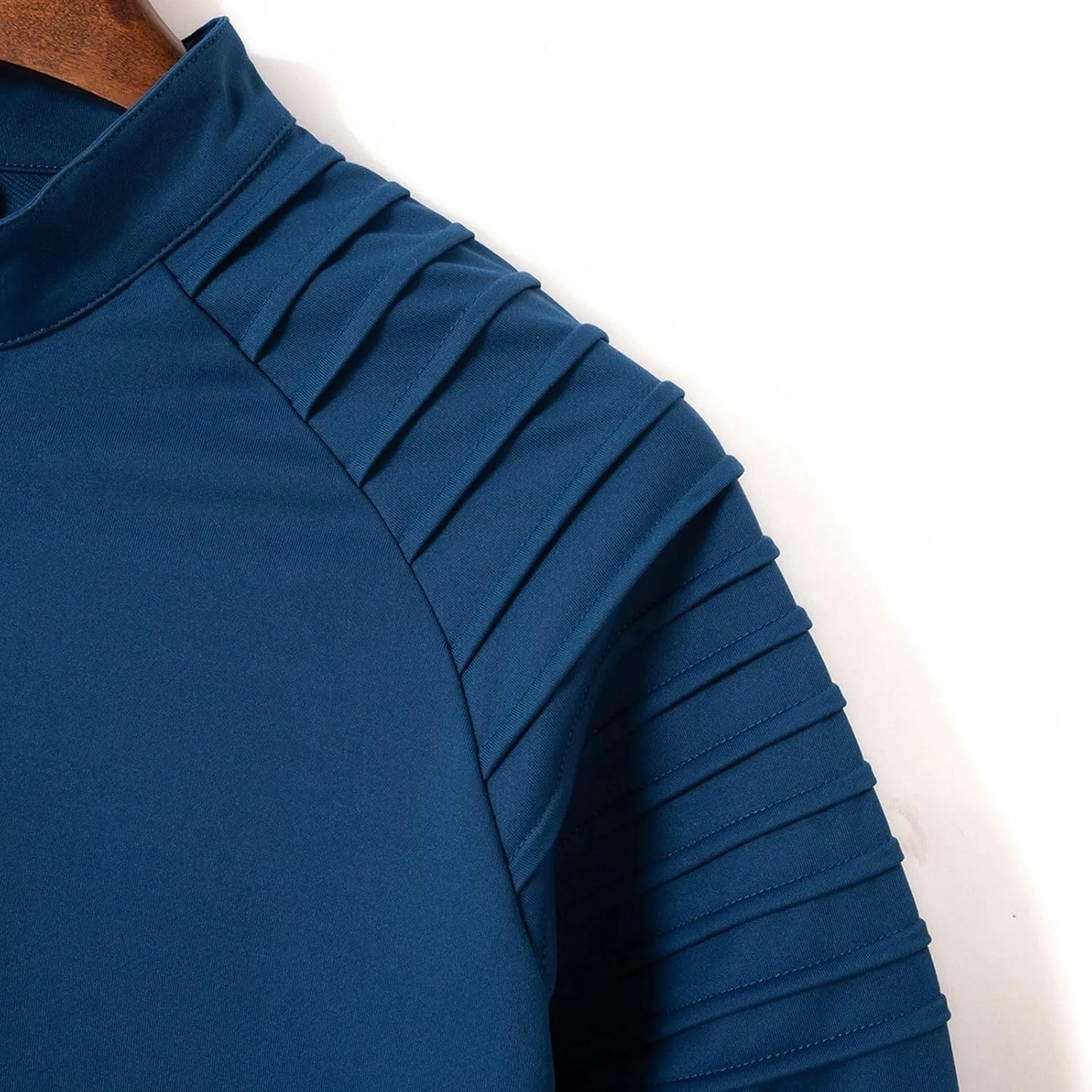 Zipper Shirts for Men's Slim Fit Shirt Casual Stretch Shoulder Pleated Zip Shirt T Shirts Men Pack Men Shirt