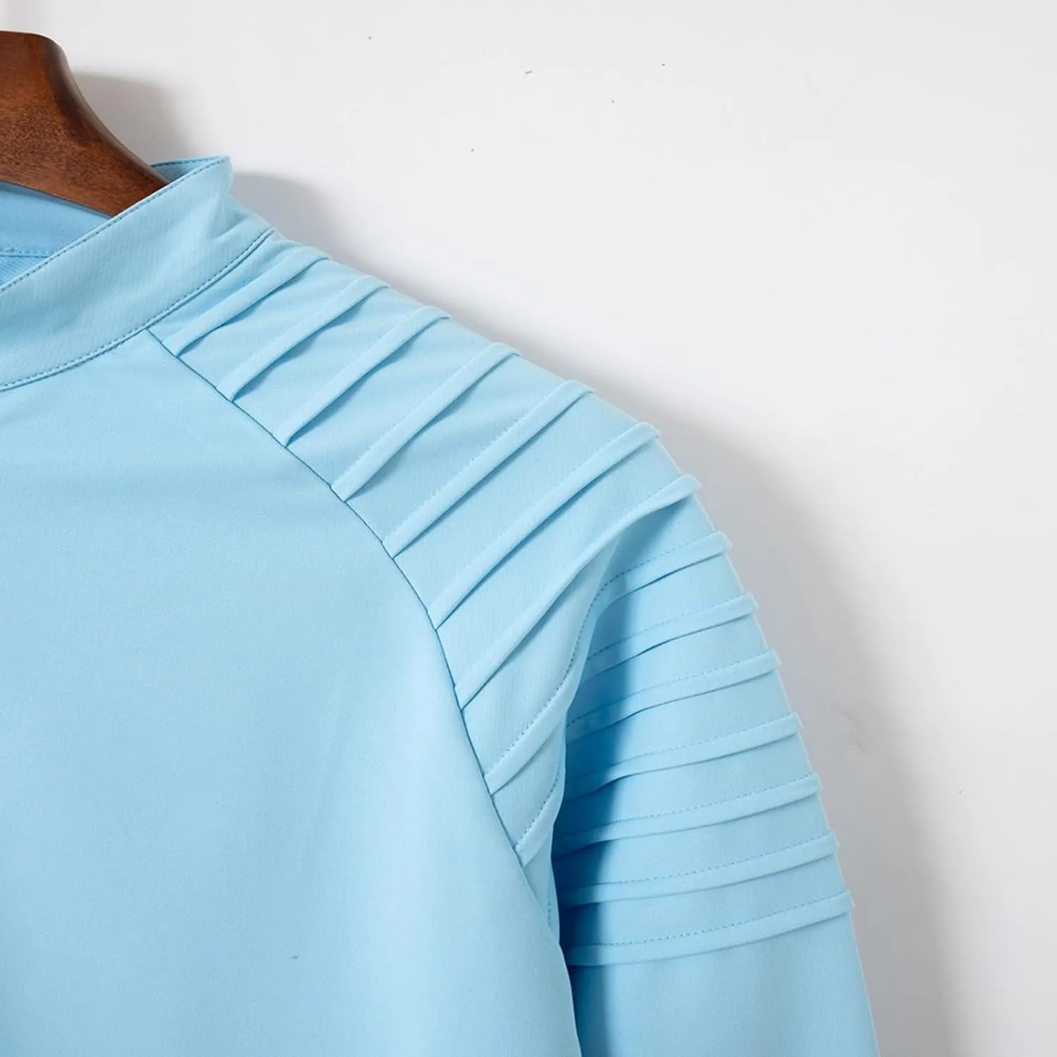 Zipper Shirts for Men's Slim Fit Shirt Casual Stretch Shoulder Pleated Zip Shirt T Shirts Men Pack Men Shirt