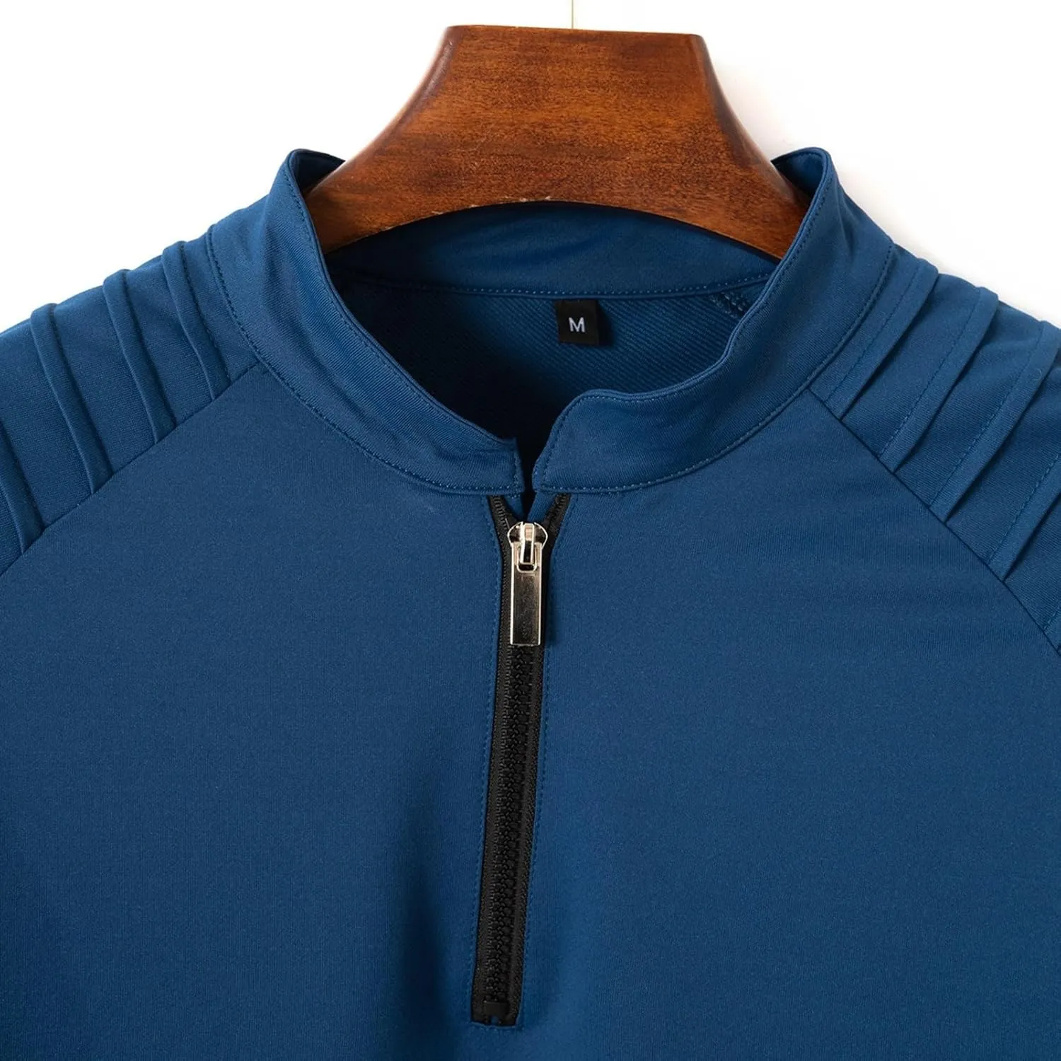 Zipper Shirts for Men's Slim Fit Shirt Casual Stretch Shoulder Pleated Zip Shirt T Shirts Men Pack Men Shirt
