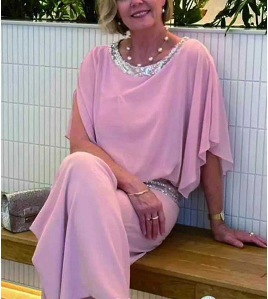 ZOCANIA Sequin Color Block 2 Piece Dresses Formal Pantsuit Women Crewneck Wedding Guest Pant Suits Cocktail Pantsuits